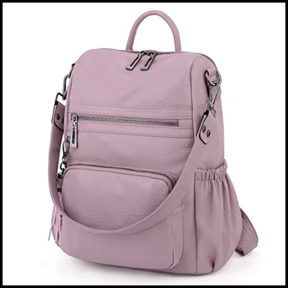 Vegan Leather Backpack Purse Convertible Rucksack Travel Shoulder Bag Tassel main image 4